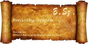 Beniczky Szénia névjegykártya